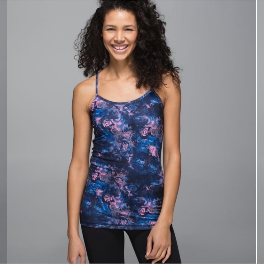 Lululemon Power Y Tank Luon Moody Mirage Bark Berry Deep Navy Size 6 shirt top